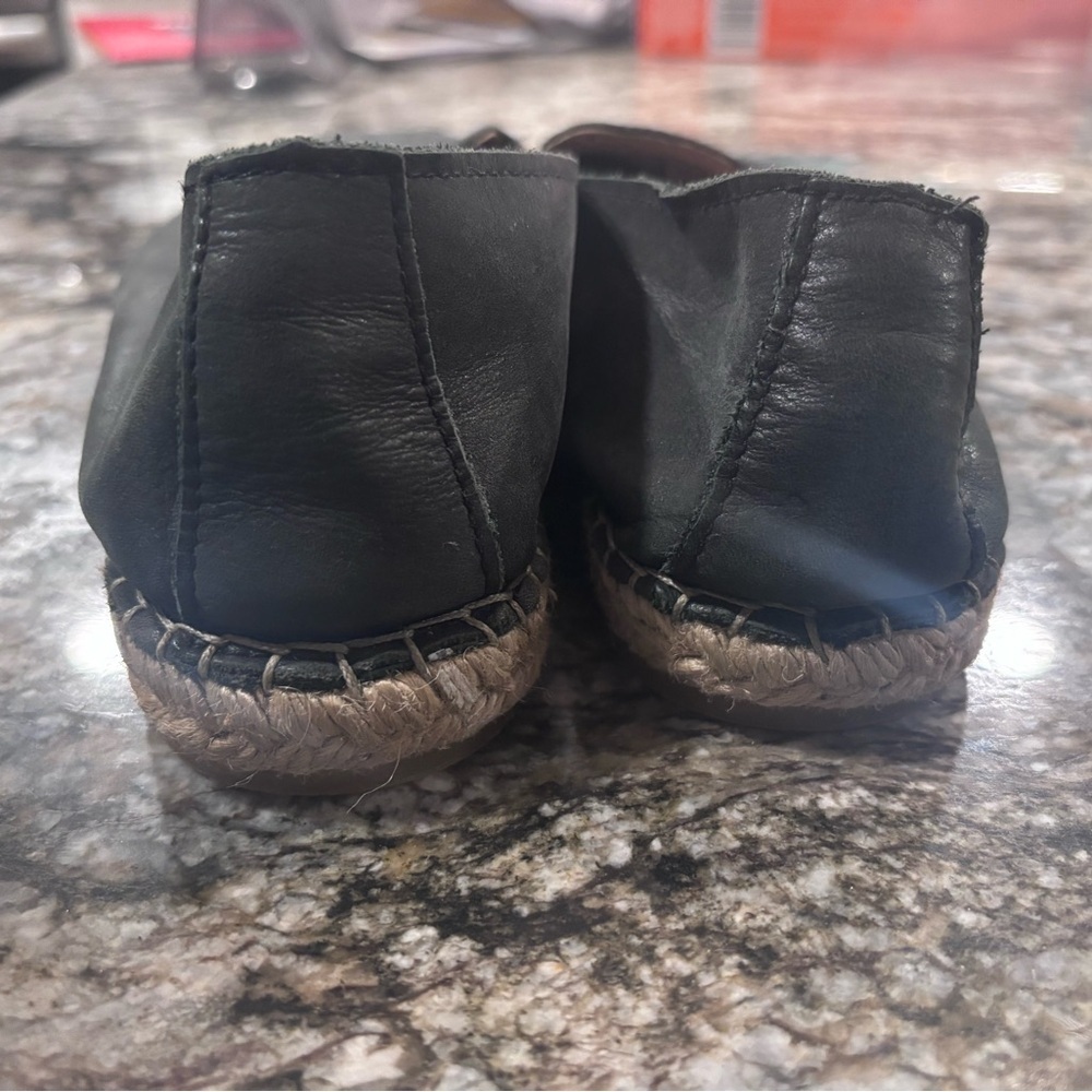 Free People Black Leather Espadrille Slip-On Shoes, 38(7.5) - Picture 6 of 8